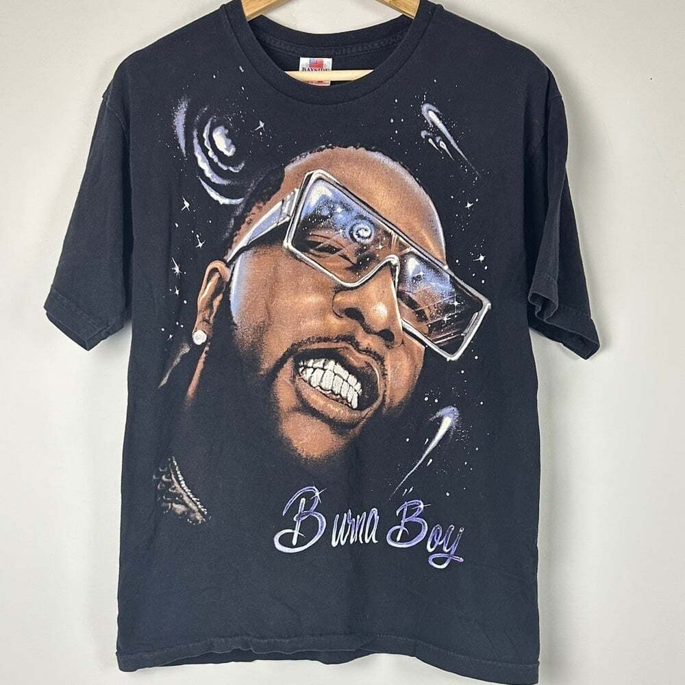 Burna Boy One Night in Space Black Graphic Tee - Size Medium